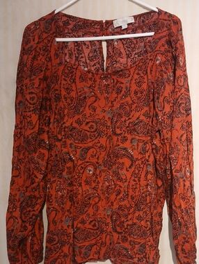 Suzanne Betro Rust and Black Paisley Top